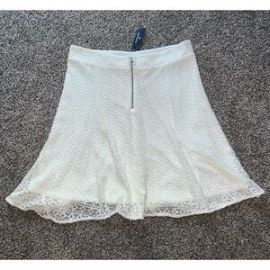 NWT‎ Worthington Women's White Lace A-line Front Zipper  Skirt size 14